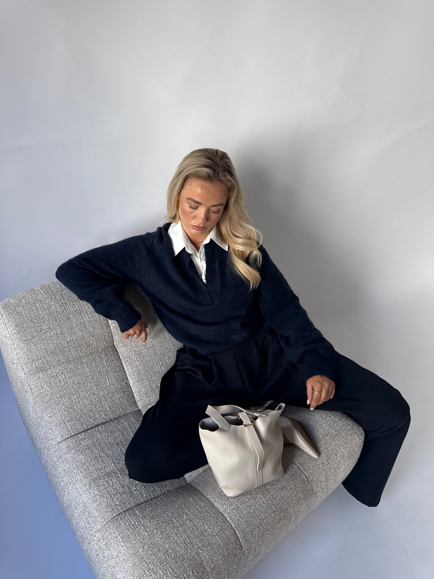 Trui met blouse blauw