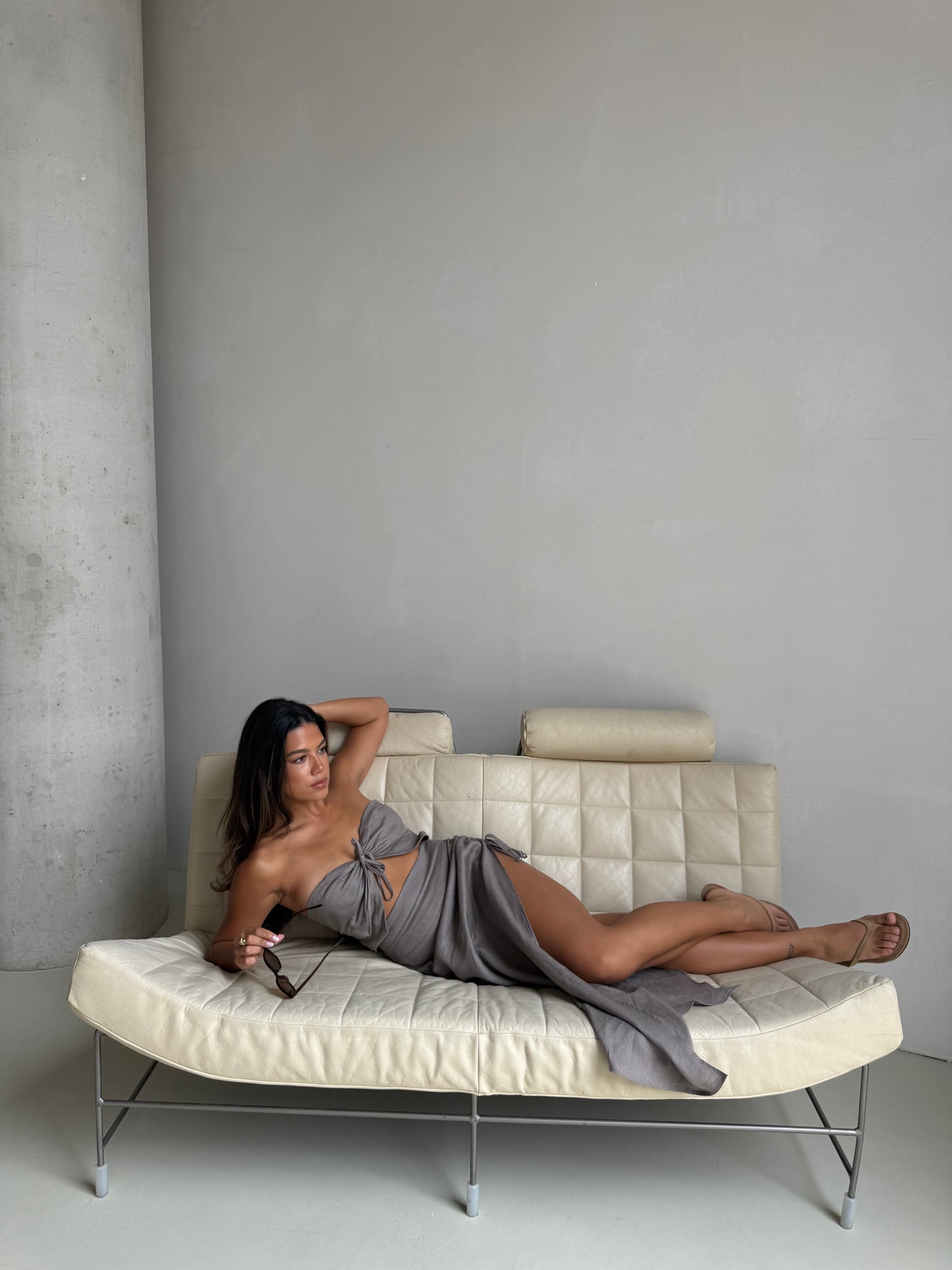 Jurk open taupe