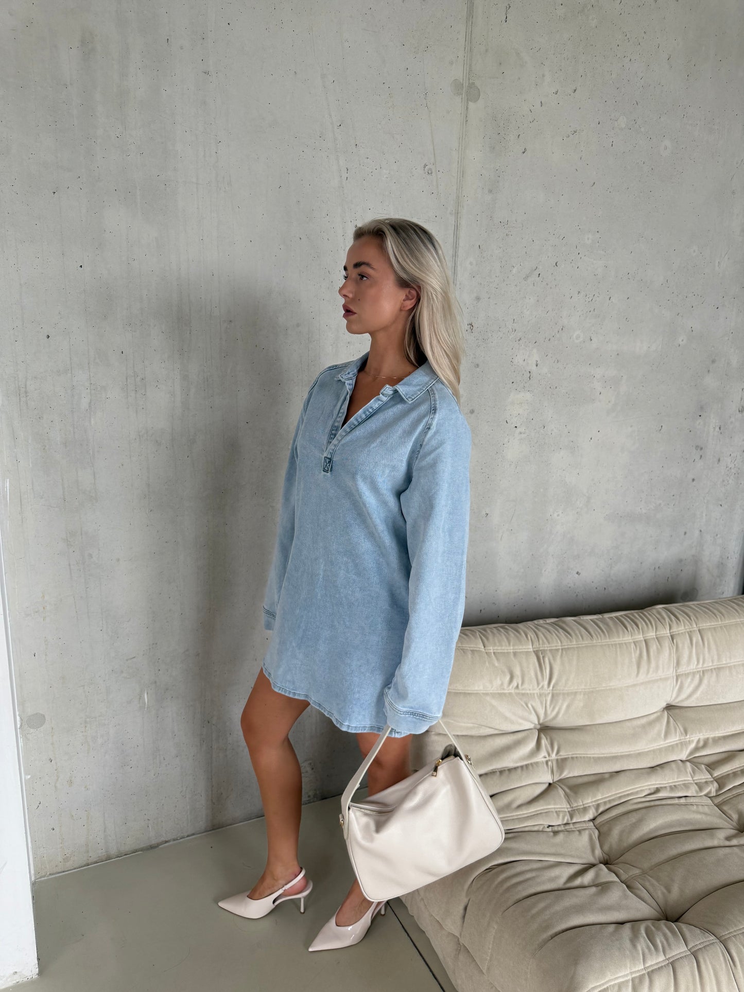Oversized shirt dress denim