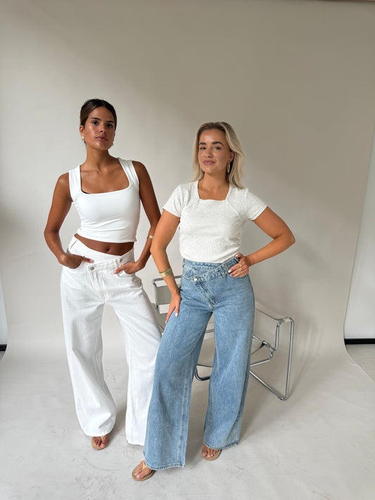 Spijkerbroek wit met flap