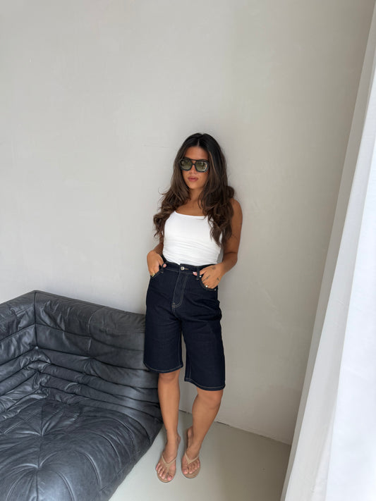 Jeans kort donkerblauw - online only