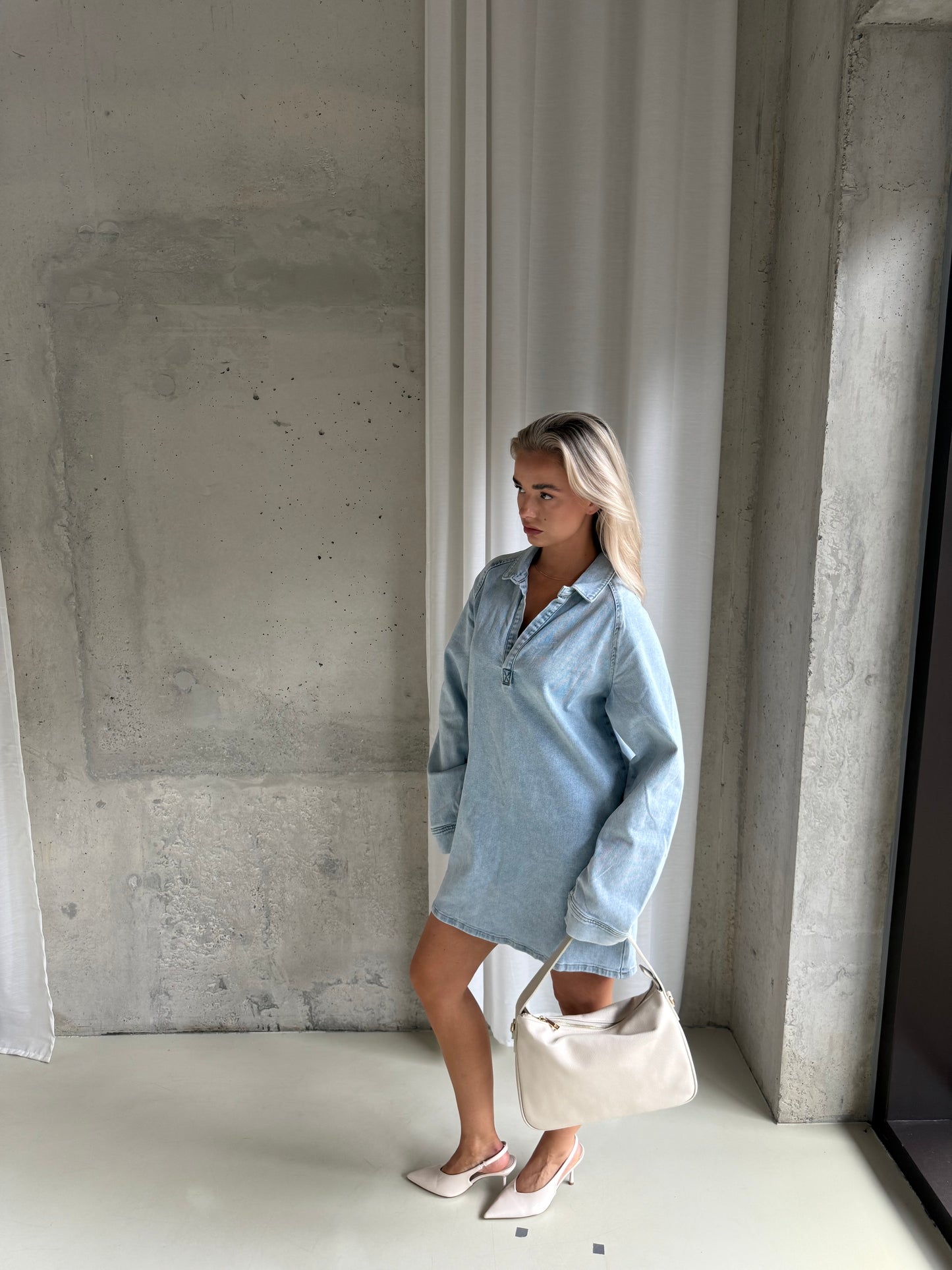 Oversized shirt dress denim