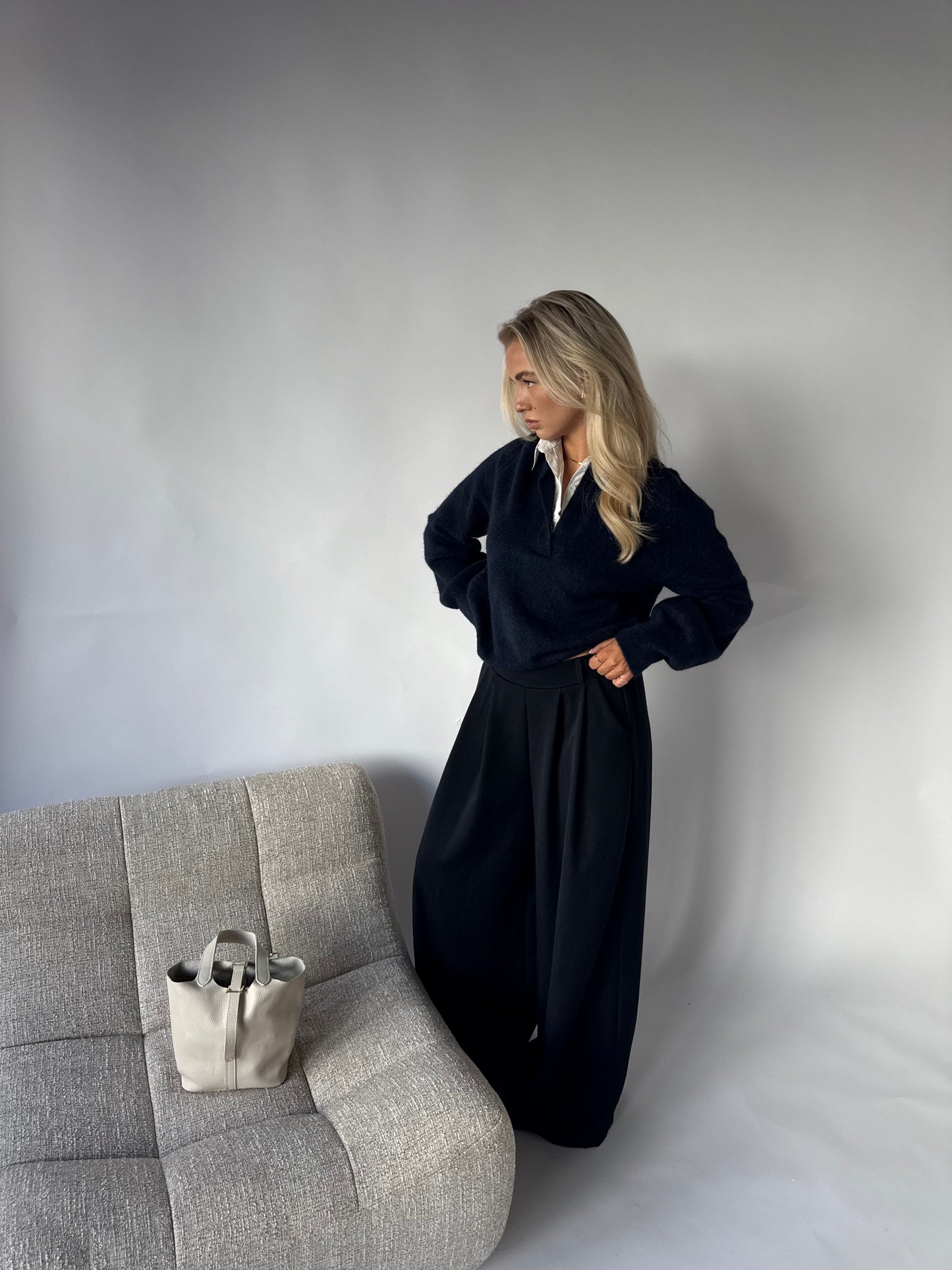 Trui met blouse blauw