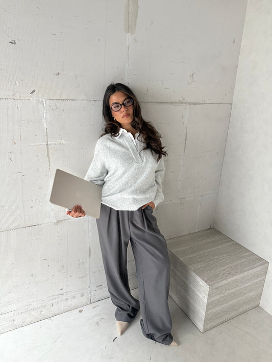 Trui met blouse grijs