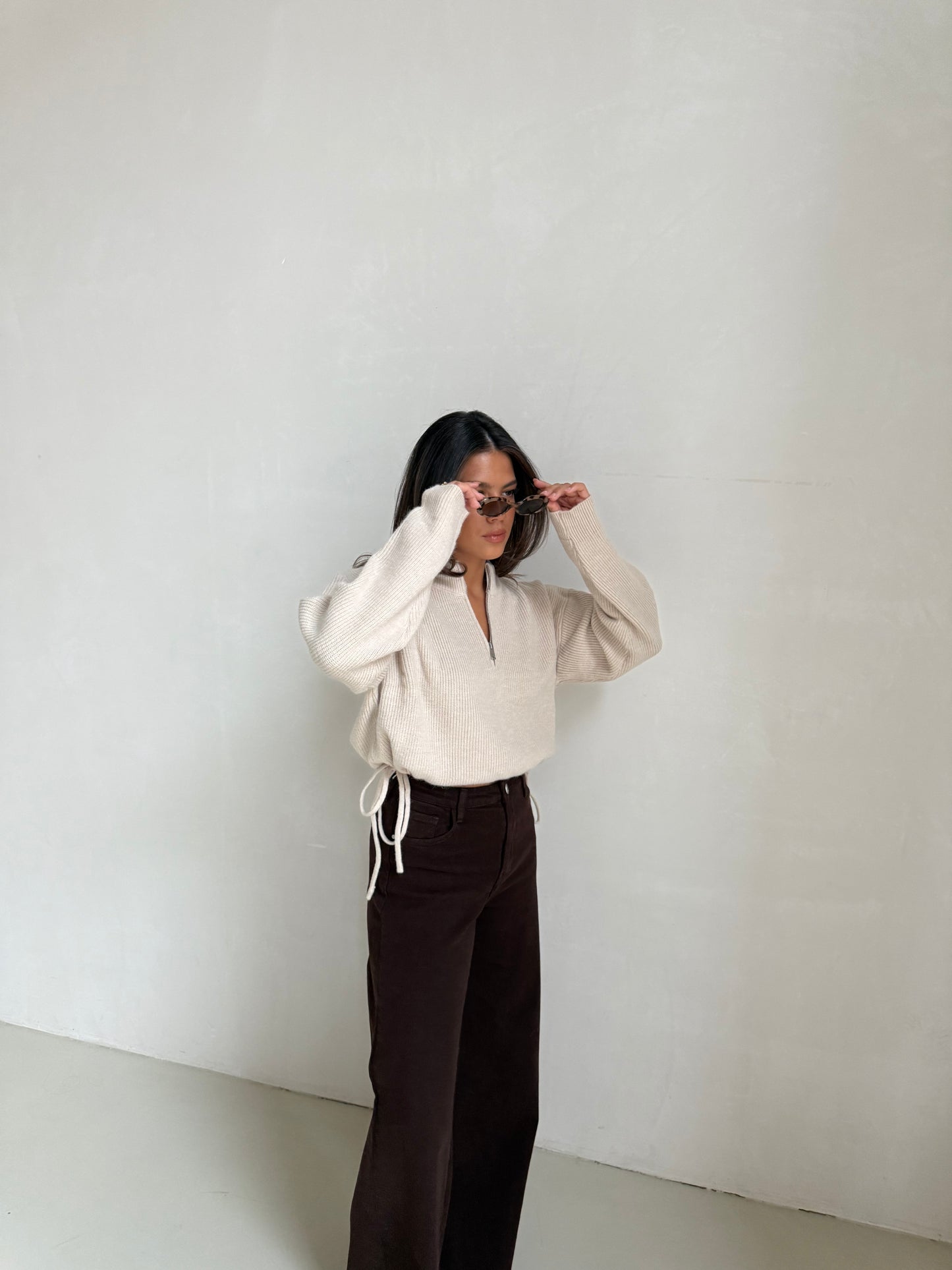 Vest beige zipper