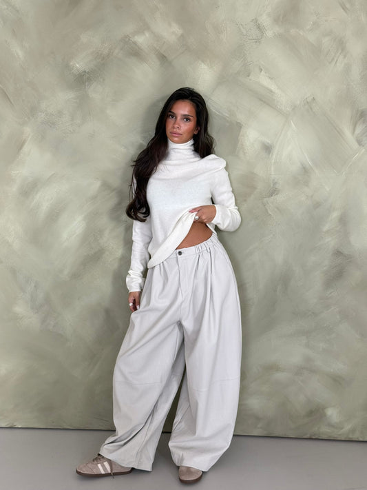 leather-look broek beige