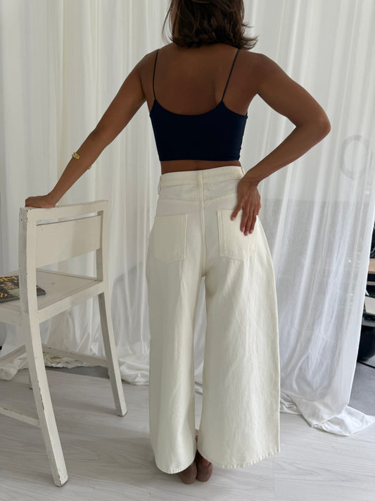 Spijkerbroek Balloon fit crème