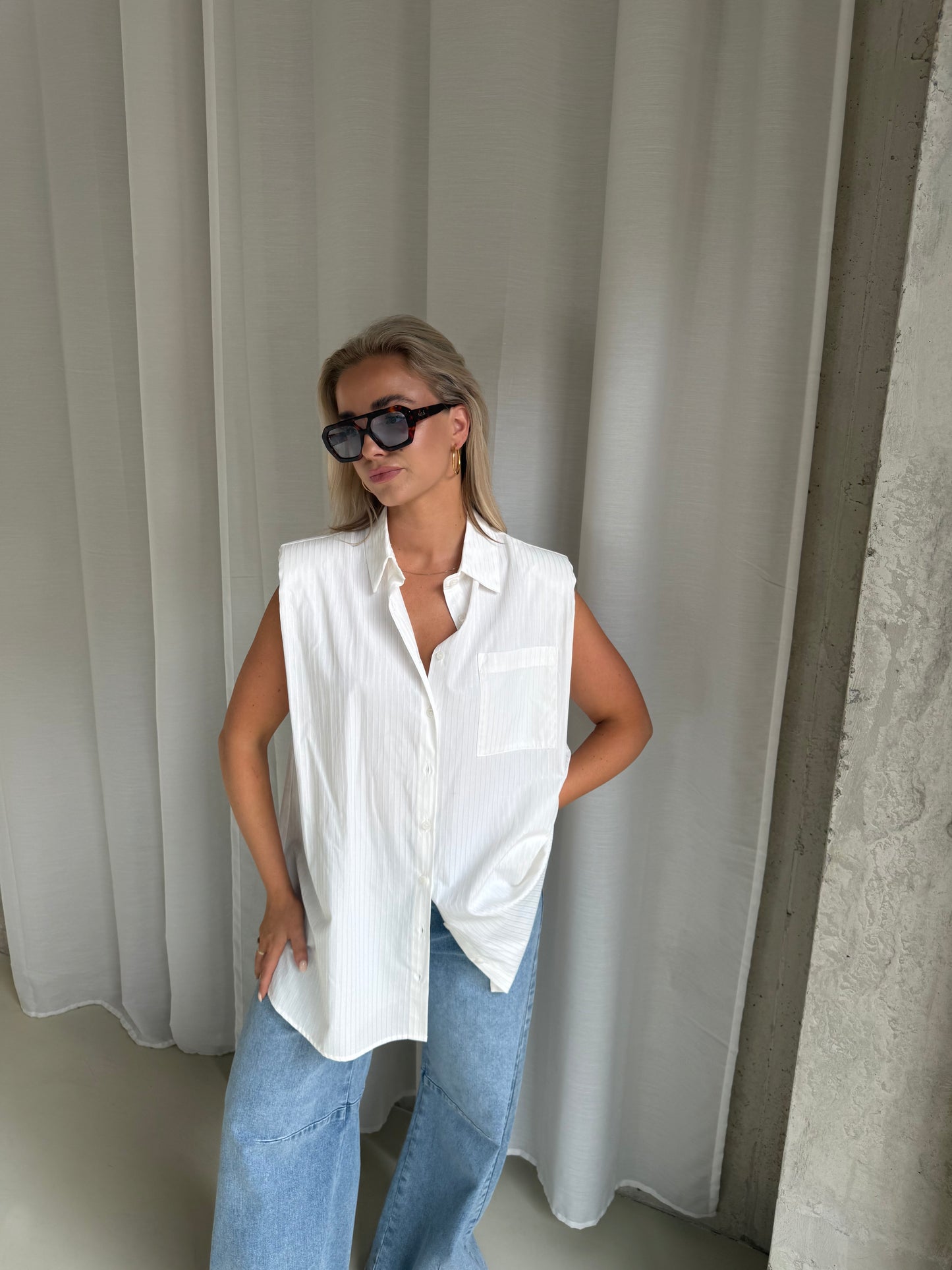 Blouse met streepje - online only