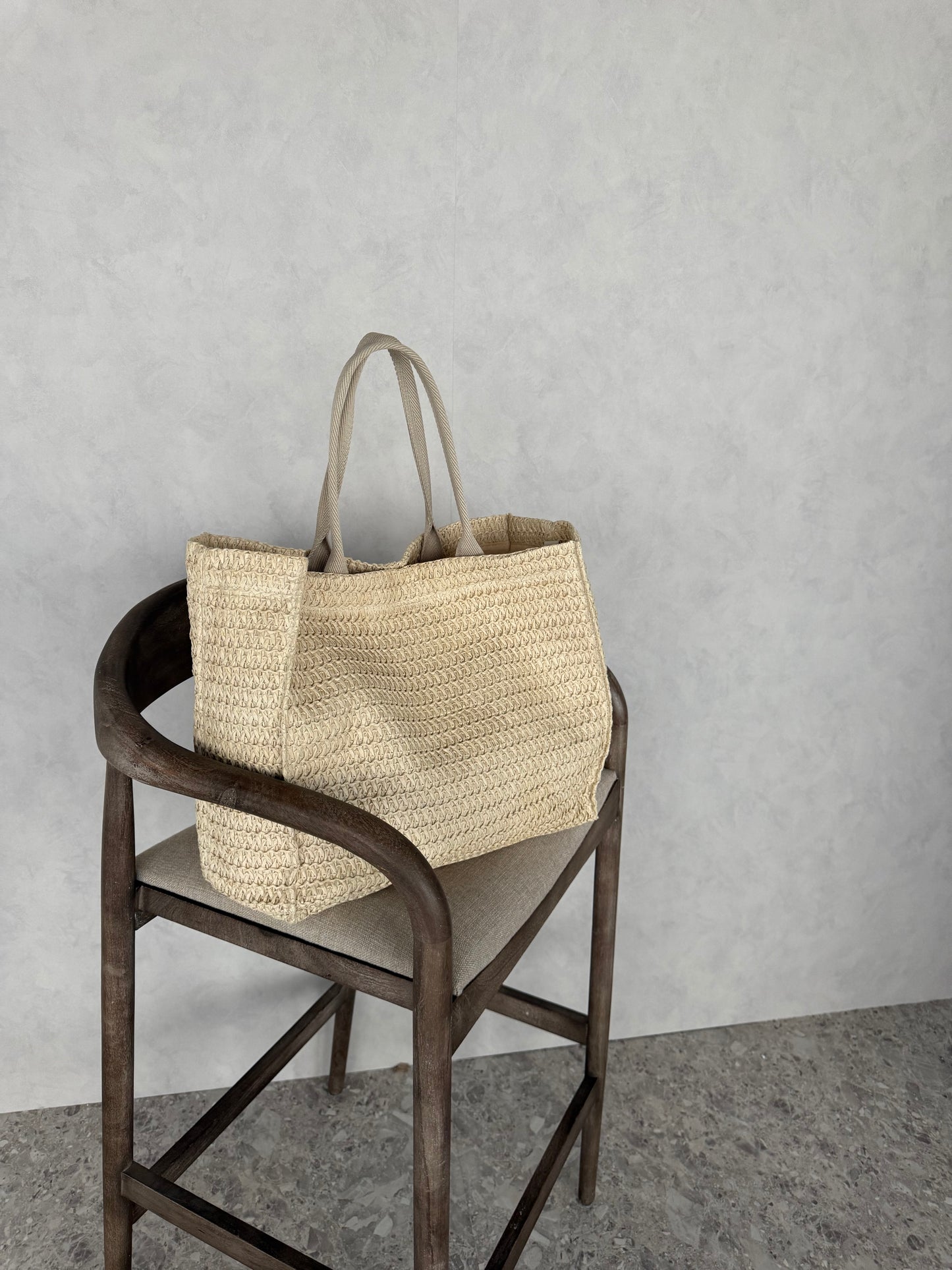 Rieten tas beige