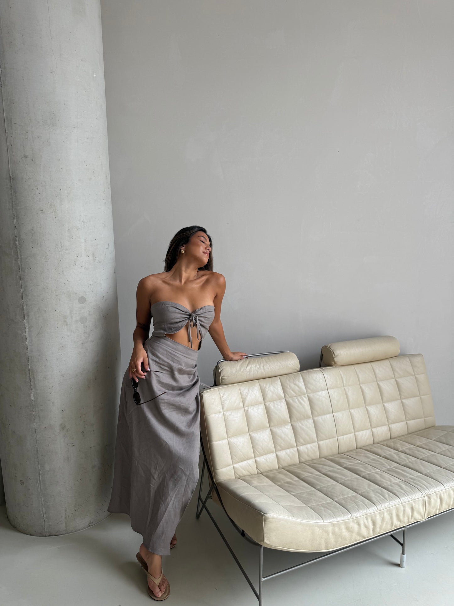 Jurk open taupe