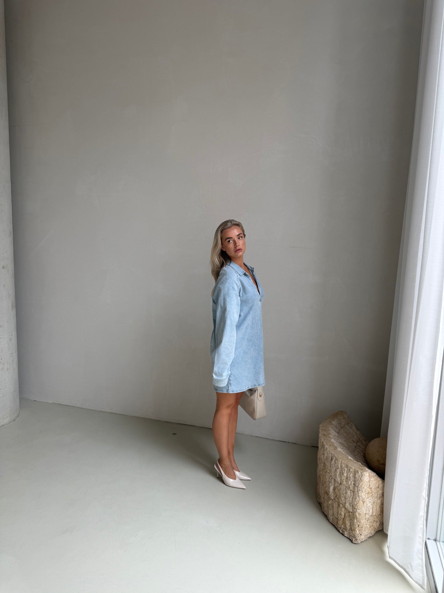 Oversized shirt dress denim