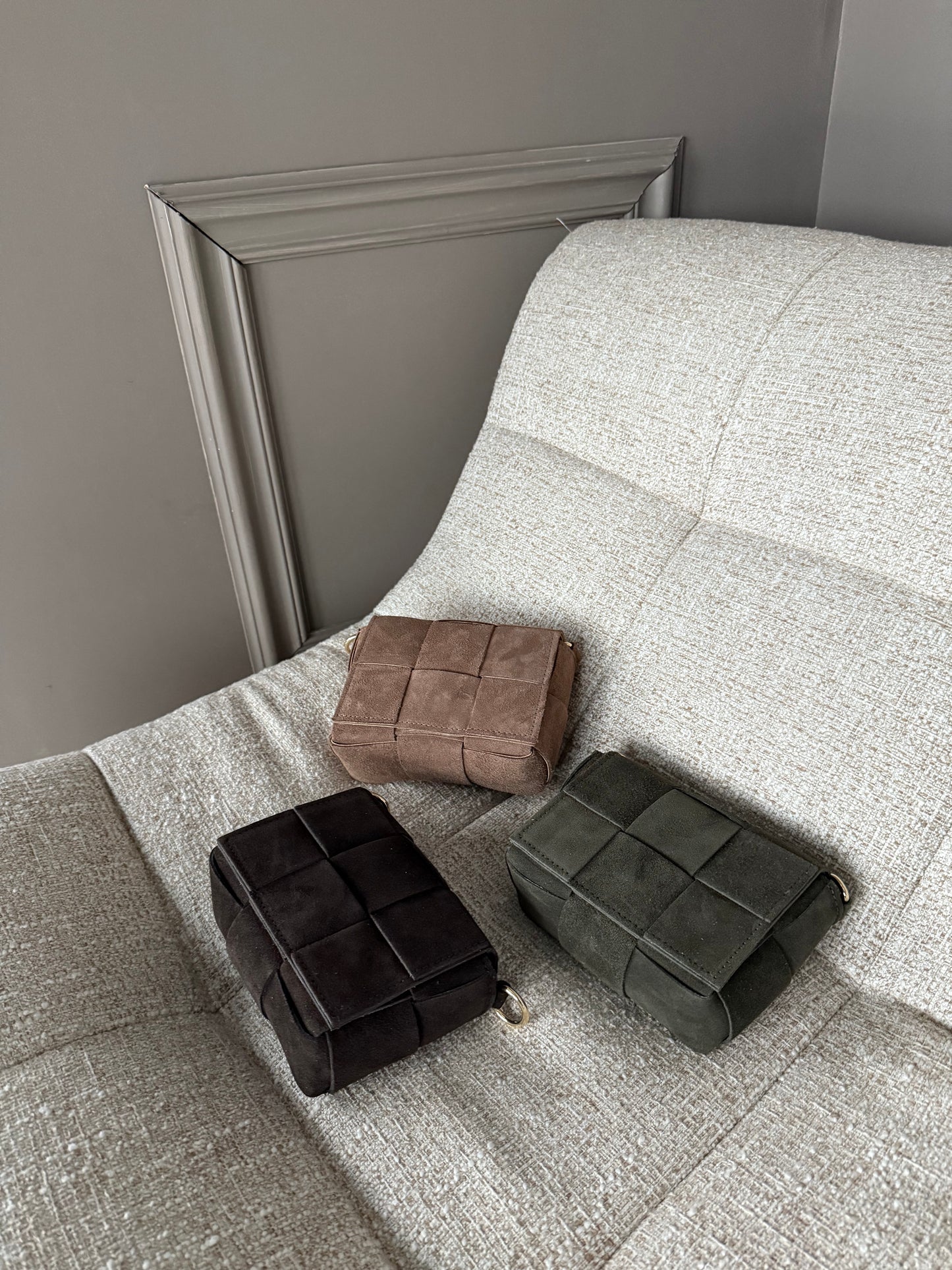 Licht bruin kleine tas suède