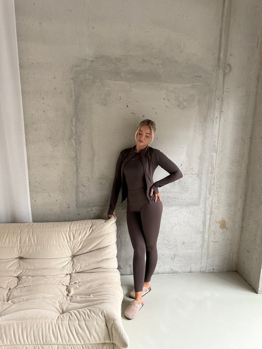 Sportset korte mouw bruin