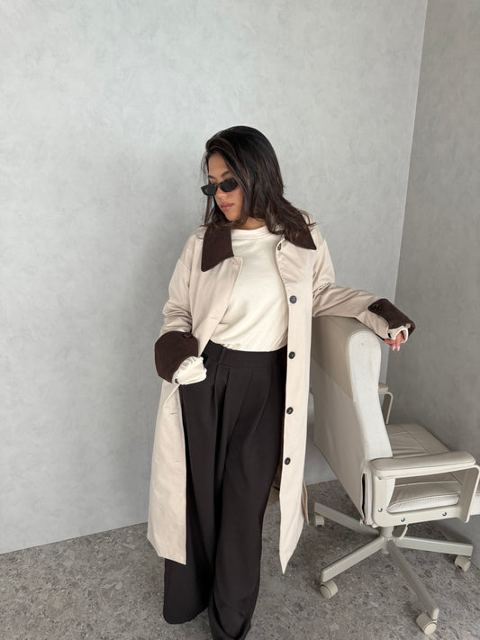 Trenchcoat met bruin detail