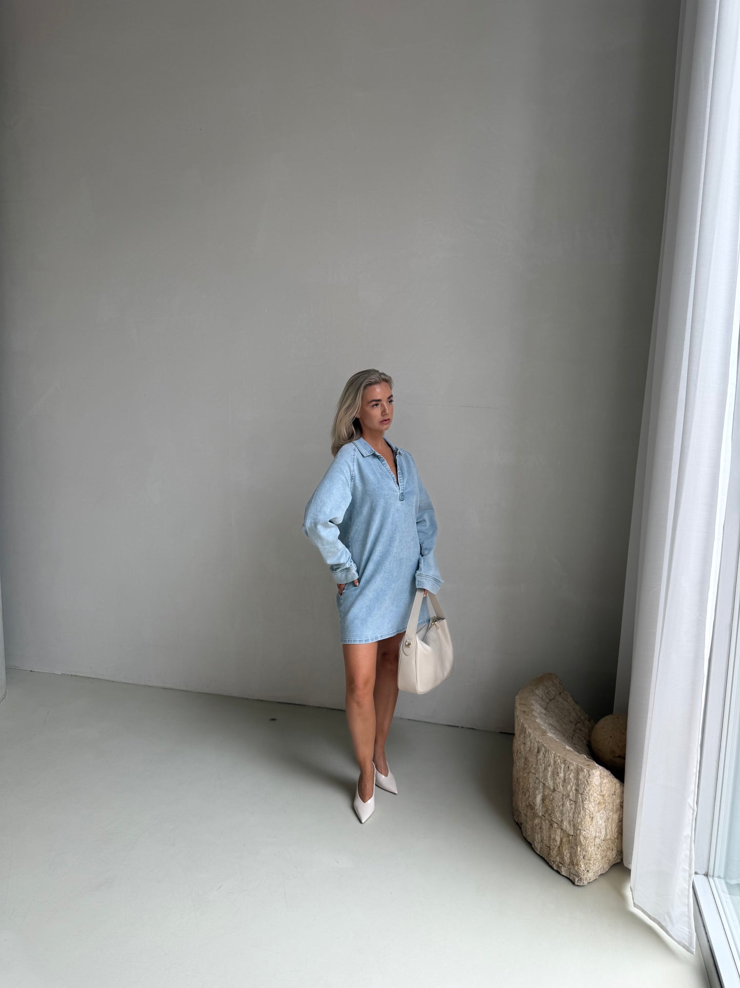 Oversized shirt dress denim