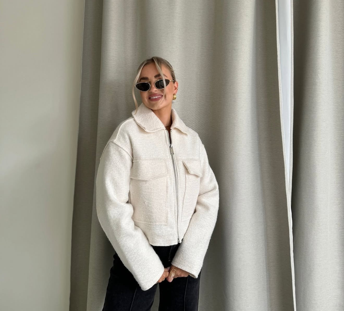 Teddy jas kort creme