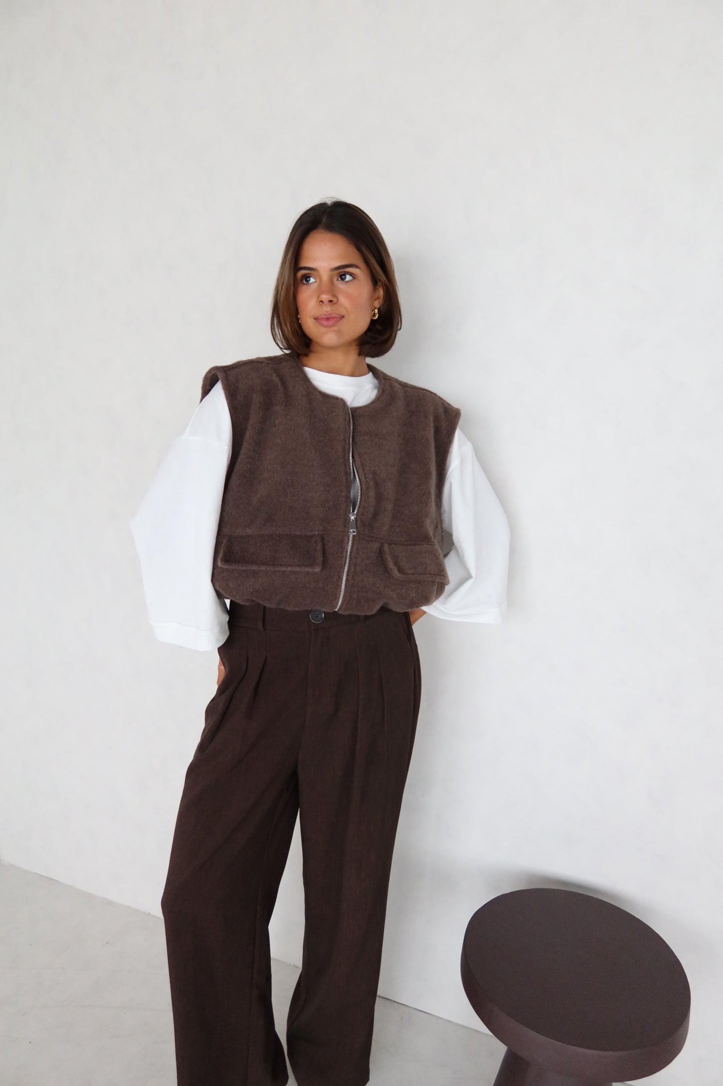 Gilet bruin luxe