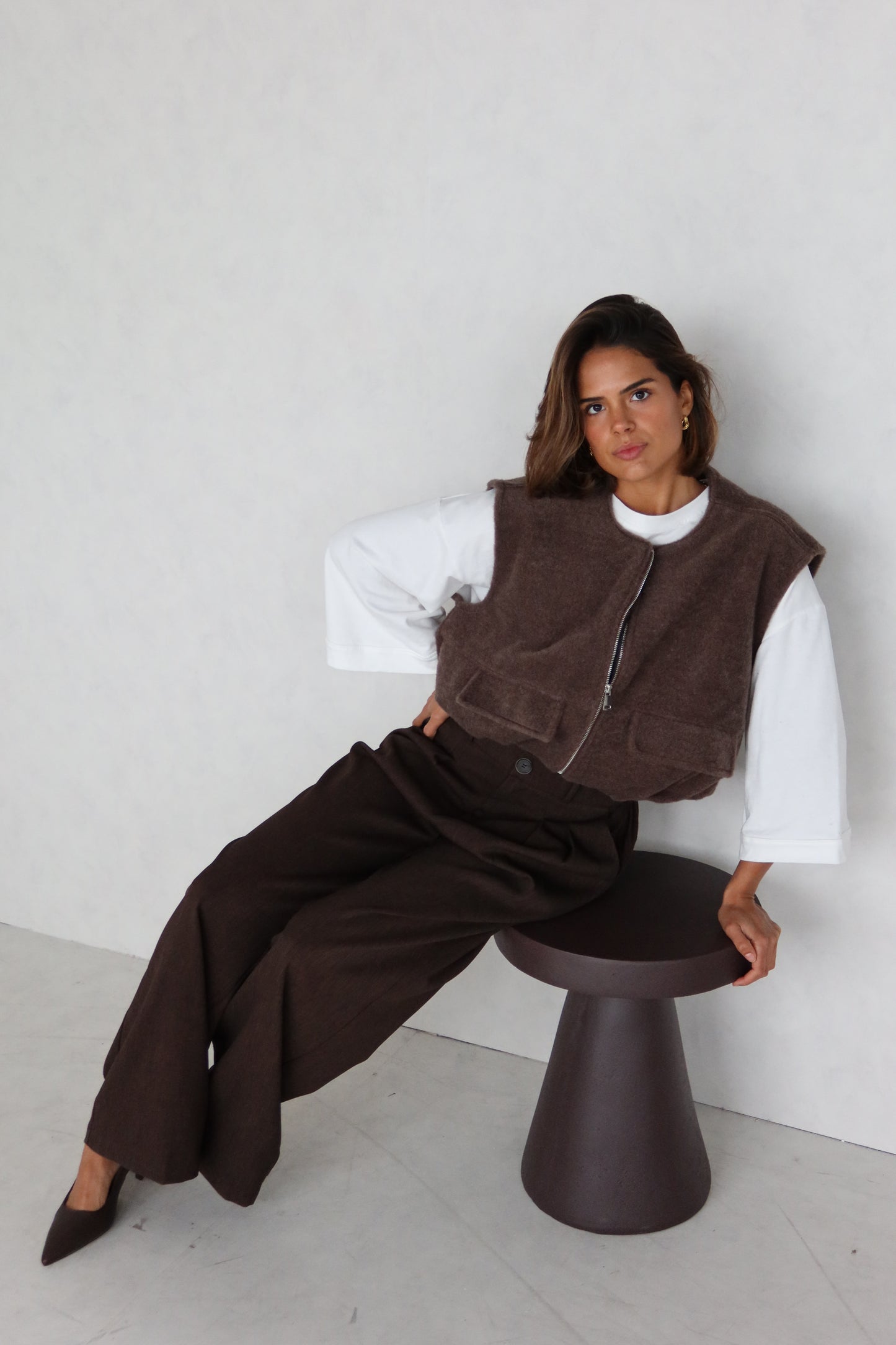 Gilet bruin luxe
