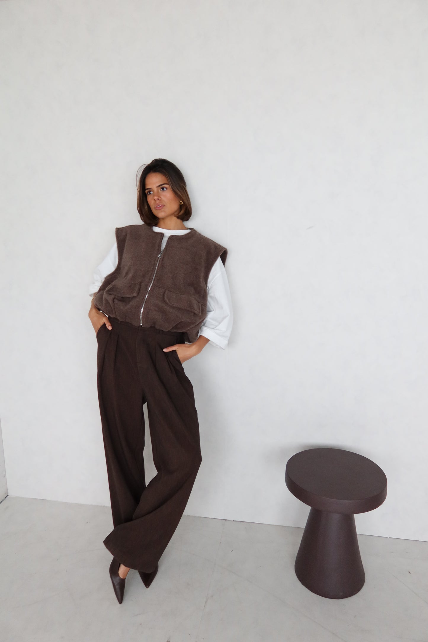 Gilet bruin luxe