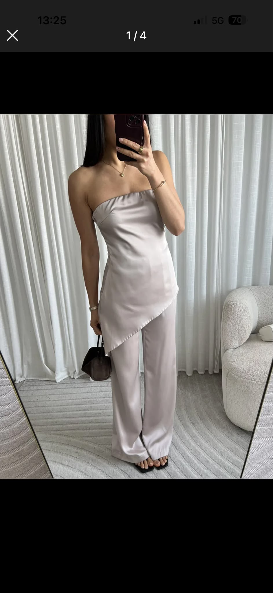Satijn top beige