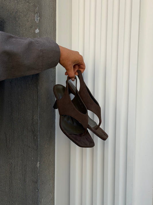 Suède hakken khaki/bruin