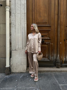 Pantalon satijn taupe