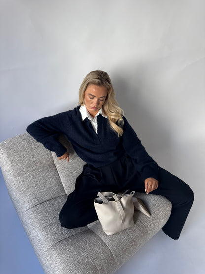 Trui met blouse blauw
