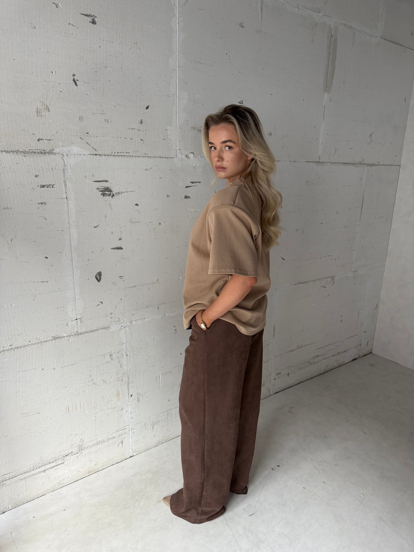 Shirt schoudervulling taupe