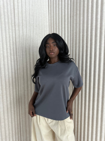 noeloe shirt oversized grijs/blauw