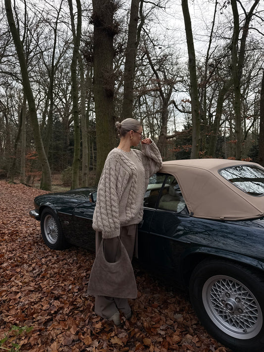 Tas suède luxe taupe