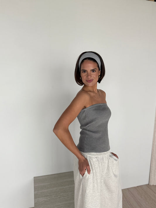 strapless top grijs