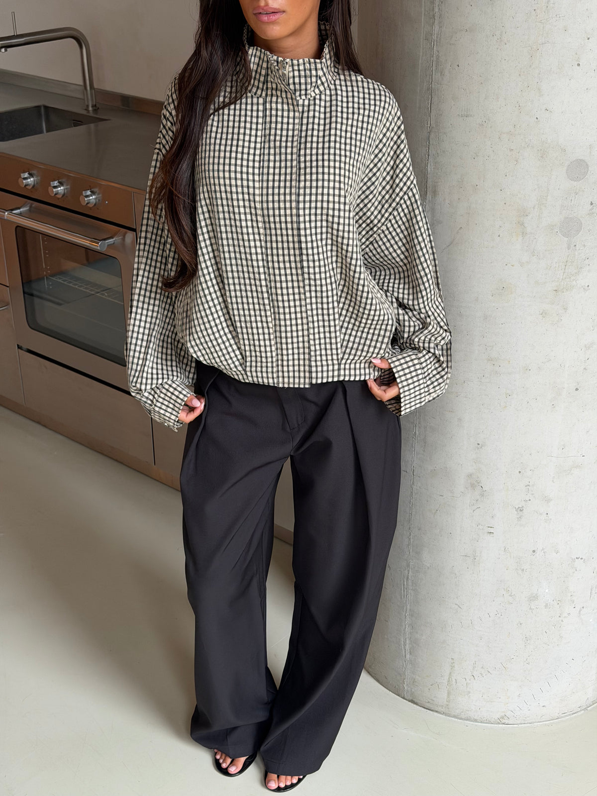 Geruit blouse jasje