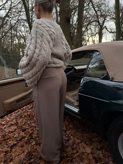 Pantalon taupe met strik