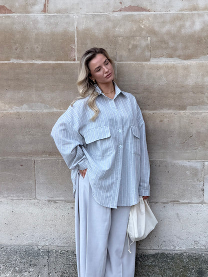 Blouse grijs met streep