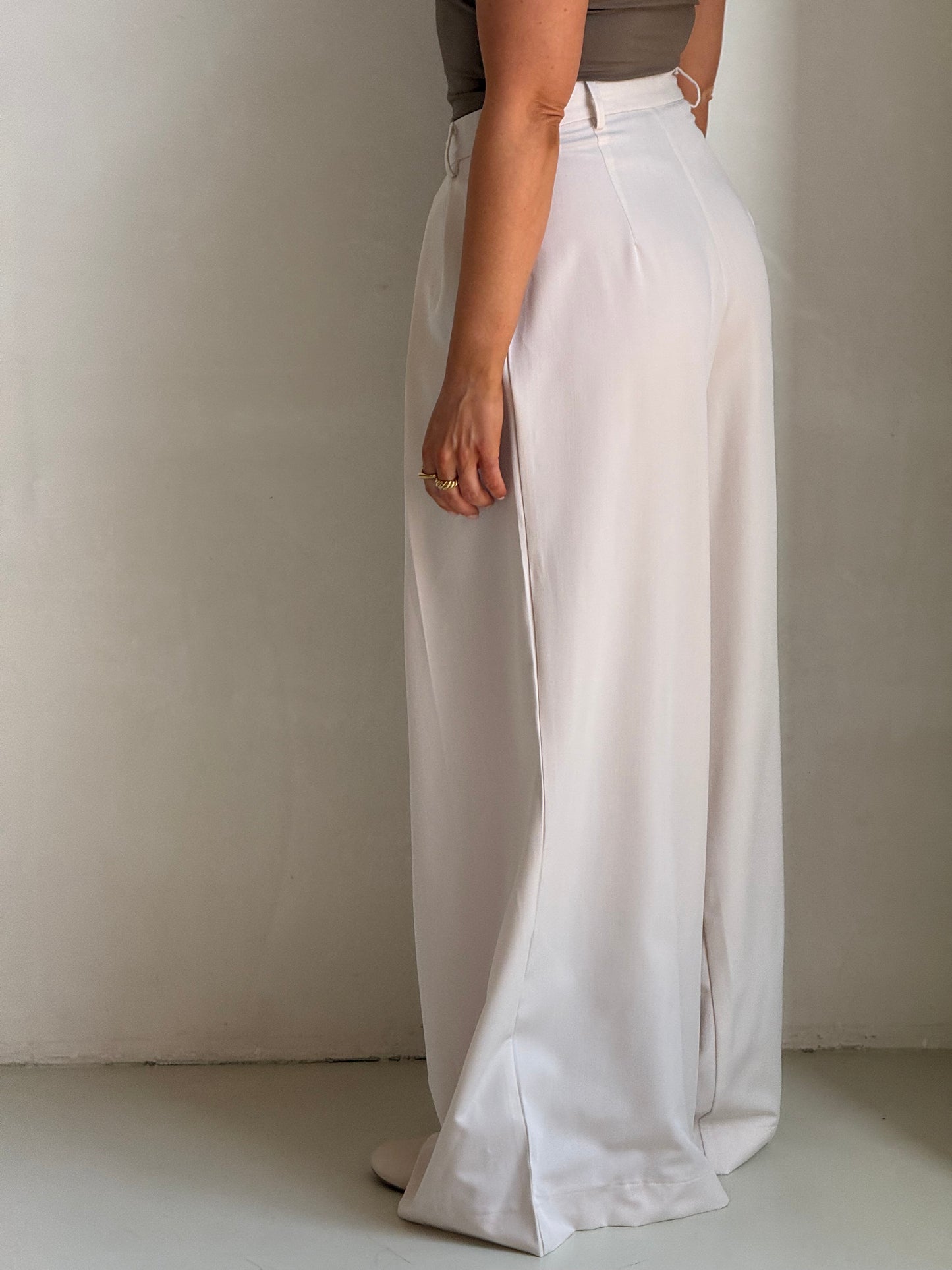 Pantalon plooi crème