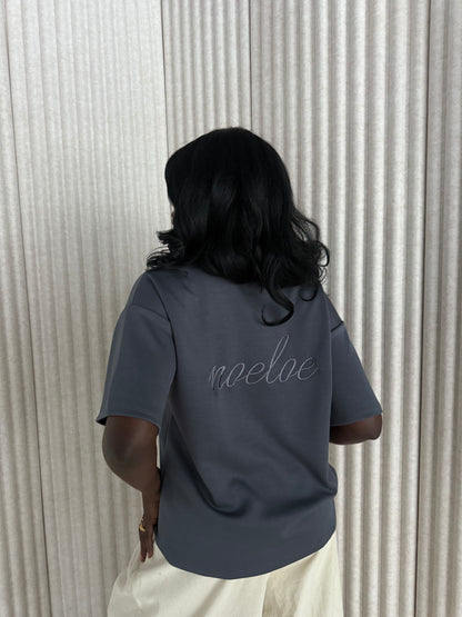 noeloe shirt oversized grijs/blauw