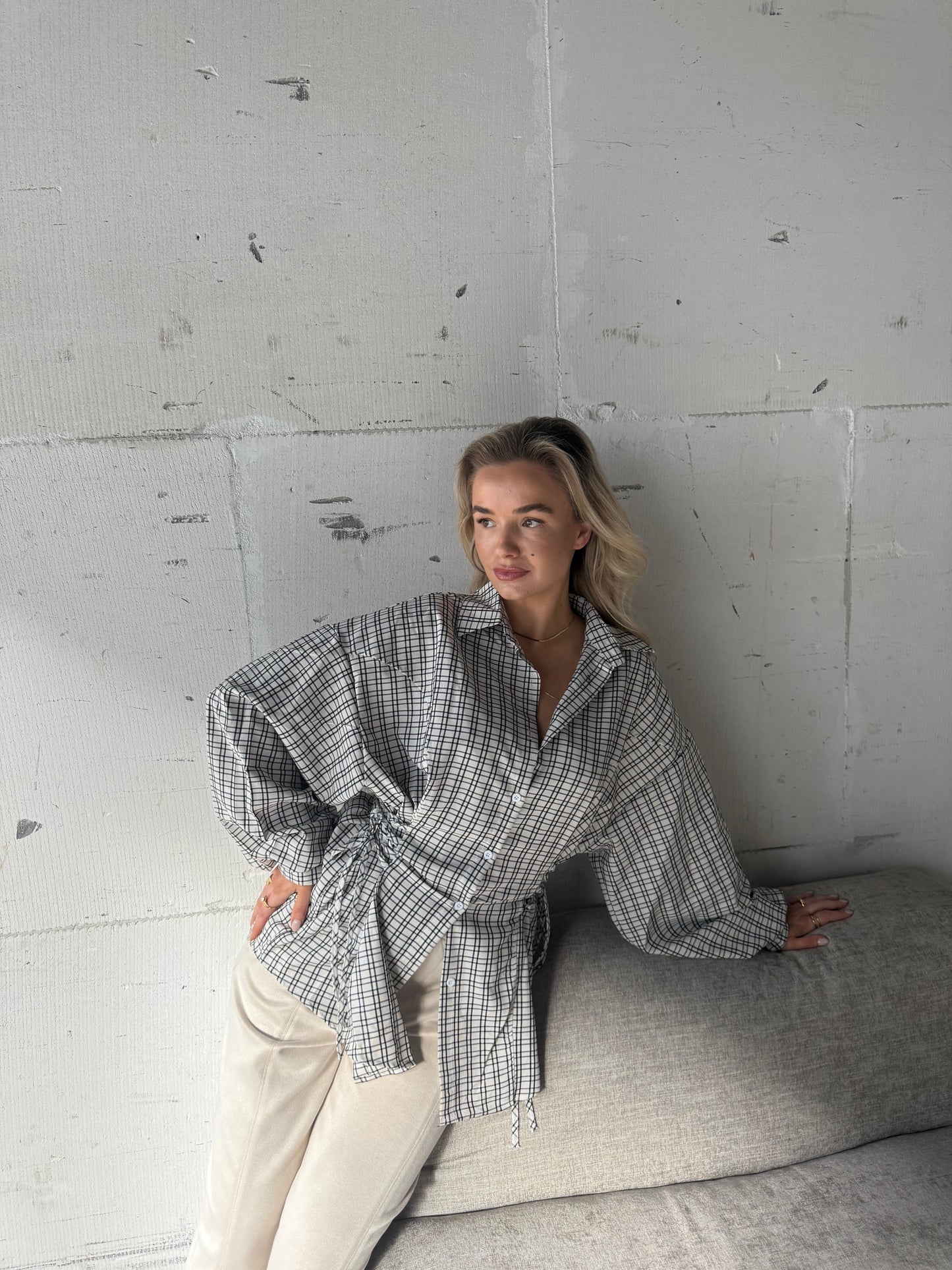 Blouse met vierkant ruitje