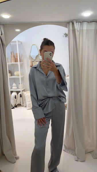 Pantalon satijn grijs