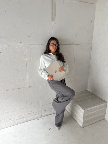 Trui met blouse grijs
