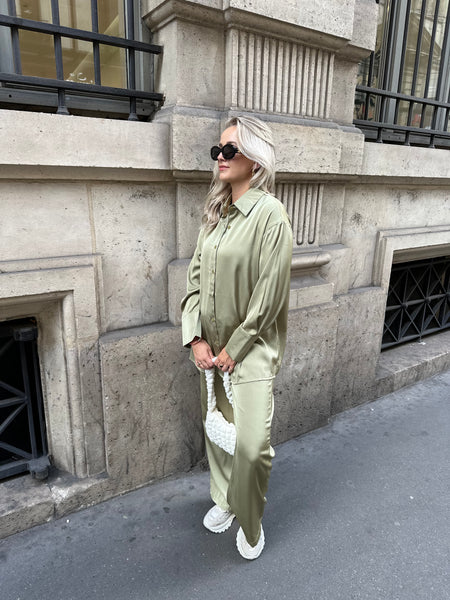Satijnen blouse groen