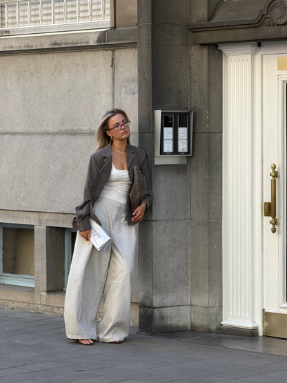 Blouse grijs suède