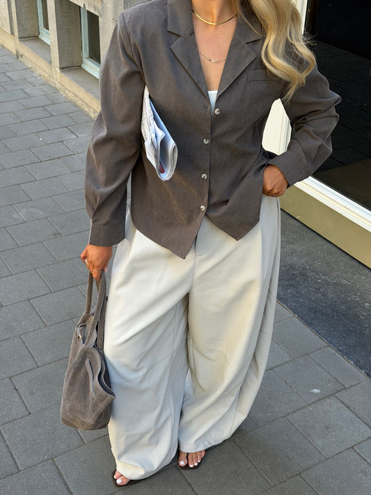 Blouse grijs suède