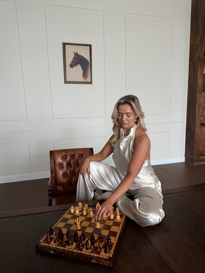 Pantalon crème satijn