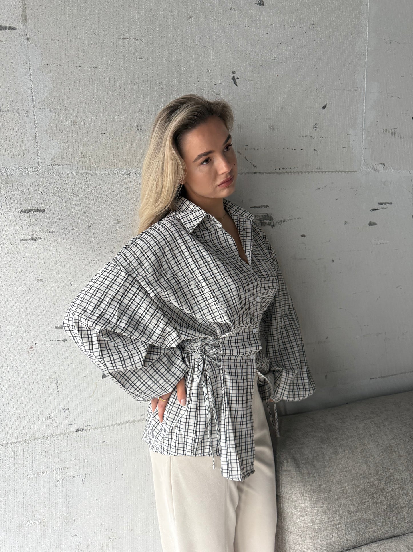 Blouse met vierkant ruitje