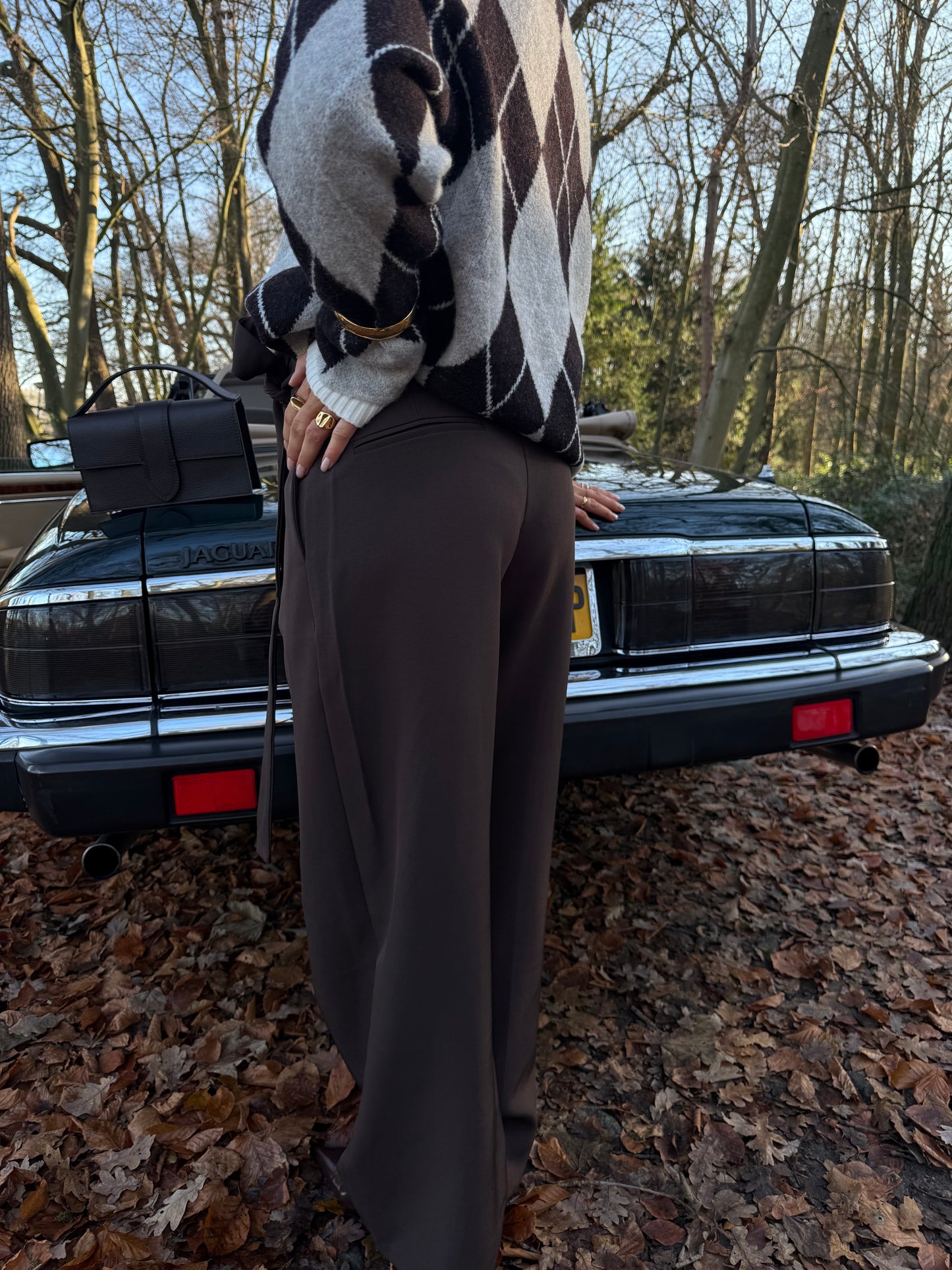 Pantalon bruin met strik