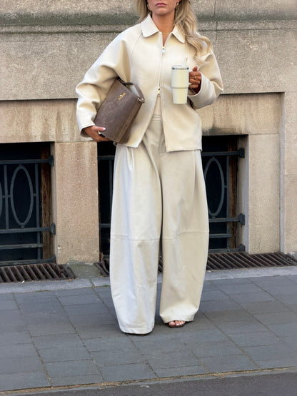 leather-look broek beige