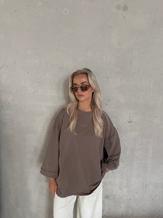 Oversized shirt taupe