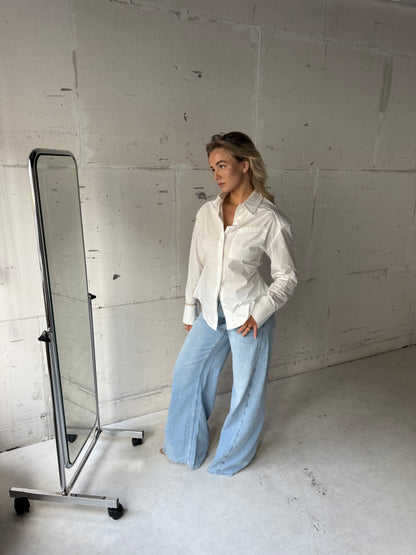 Blouse wit met schoudervulling