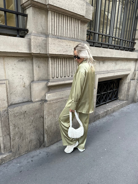Satijnen blouse groen