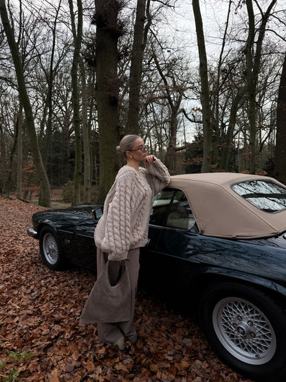 Pantalon taupe met strik